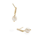 LINE DROP PEARL EARRINGS - ARETES - Malandra Jewelry - TA699