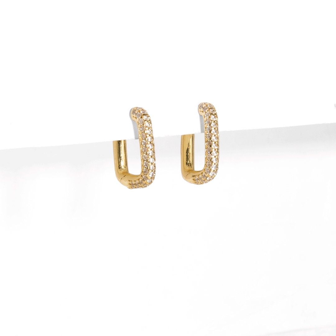 LINK PAVE HUGGIES - ARETES - Malandra Jewelry - EA6086