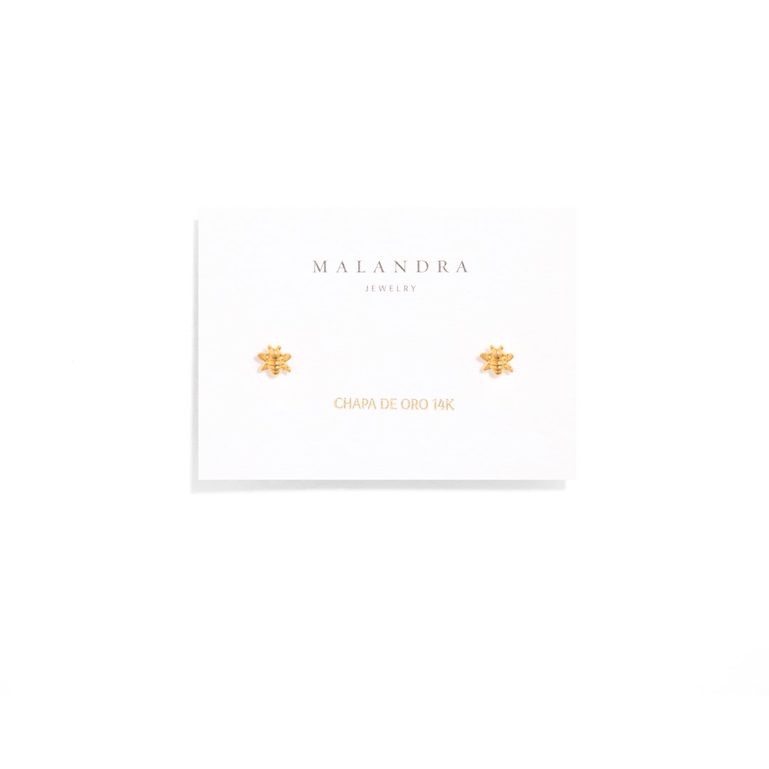 MINI BEE STUDS - ARETES - Malandra Jewelry - VCA193 - 4006