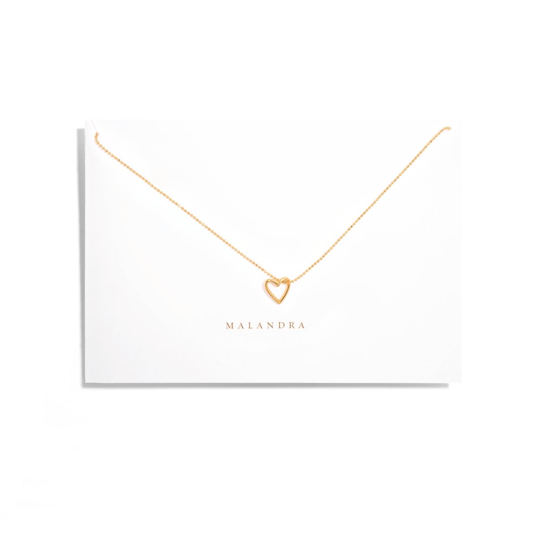 OUTLINED HEART GOLDEN NECKLACE - COLLARES - Malandra Jewelry - TC1044