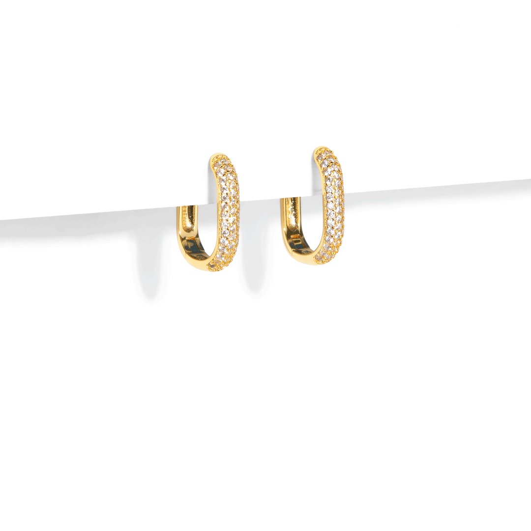 OVAL CLIP PAVE HUGGIES - ARETES - Malandra Jewelry - ICA442