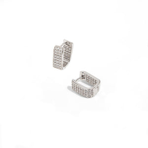 PAVE SILVER CLIP HUGGIES - ARETES - Malandra Jewelry - EA6538.P