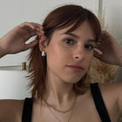 PAVE SILVER CLIP HUGGIES - ARETES - Malandra Jewelry - EA6538.P