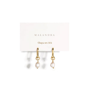 PEARL CHARMS CLIP HUGGIES - ARETES - Malandra Jewelry - TA1166