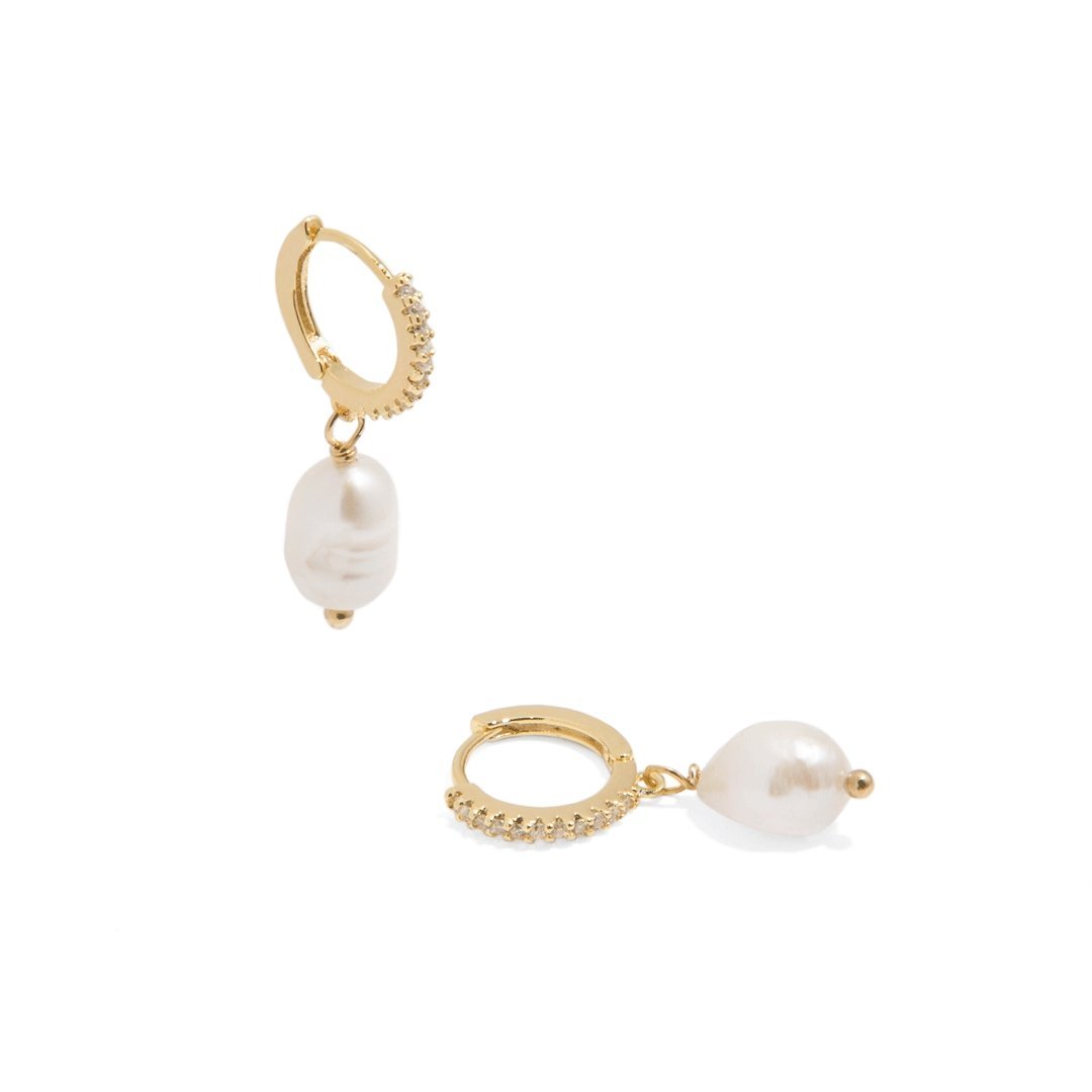 PEARL PENDANT HUGGIES - ARETES - Malandra Jewelry - TA718