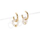 PEARLS LOOP GOLDEN HUGGIES - ARETES - Malandra Jewelry - TA794