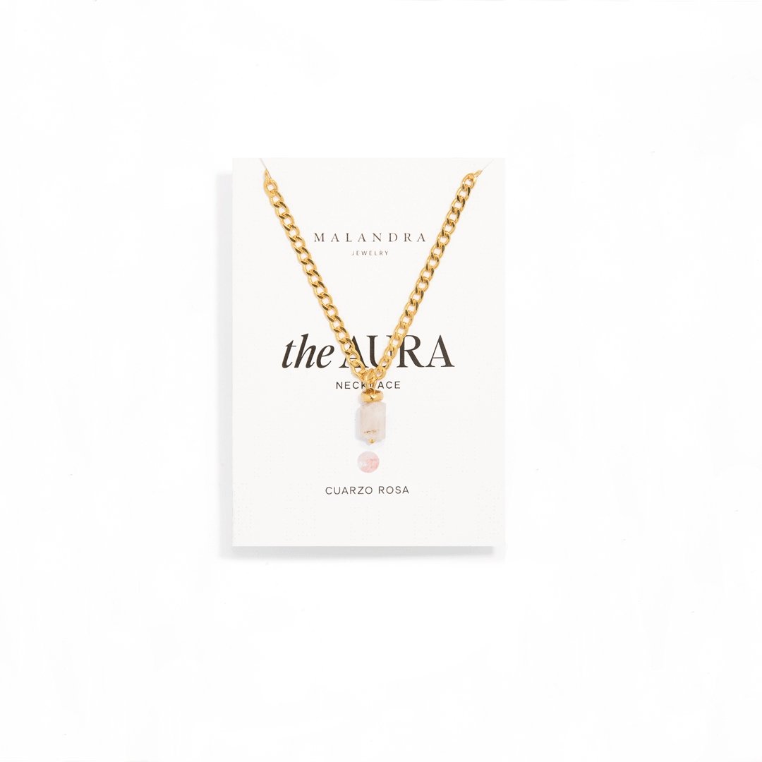 PINK QUARTZ AURA NECKLACE - COLLARES - Malandra Jewelry - TC1180