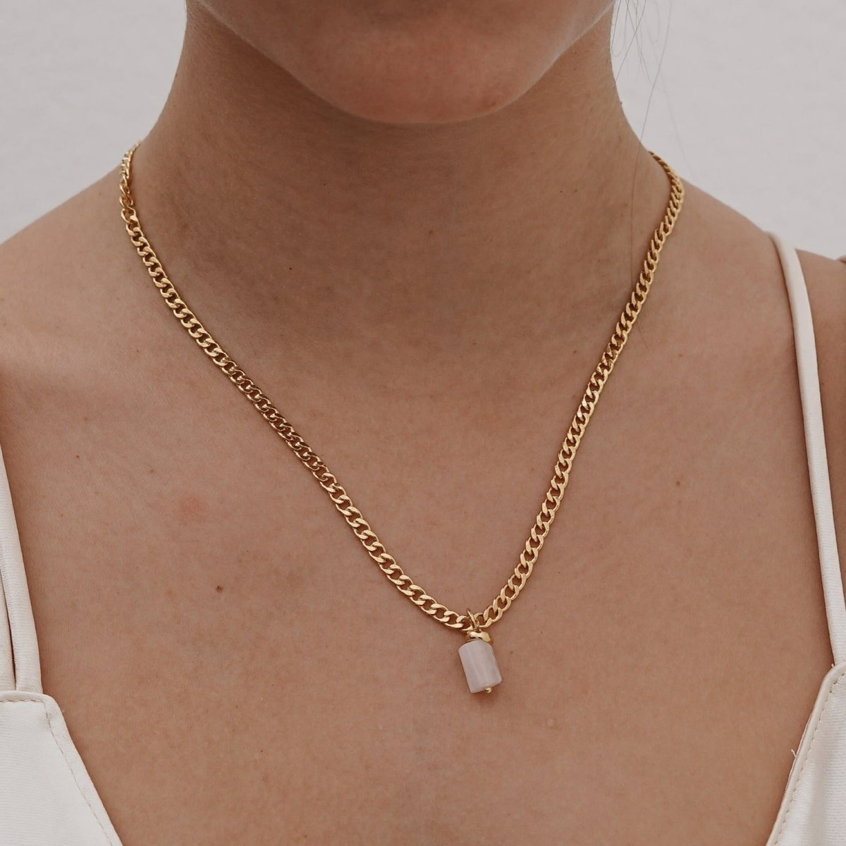 PINK QUARTZ AURA NECKLACE - COLLARES - Malandra Jewelry - TC1180
