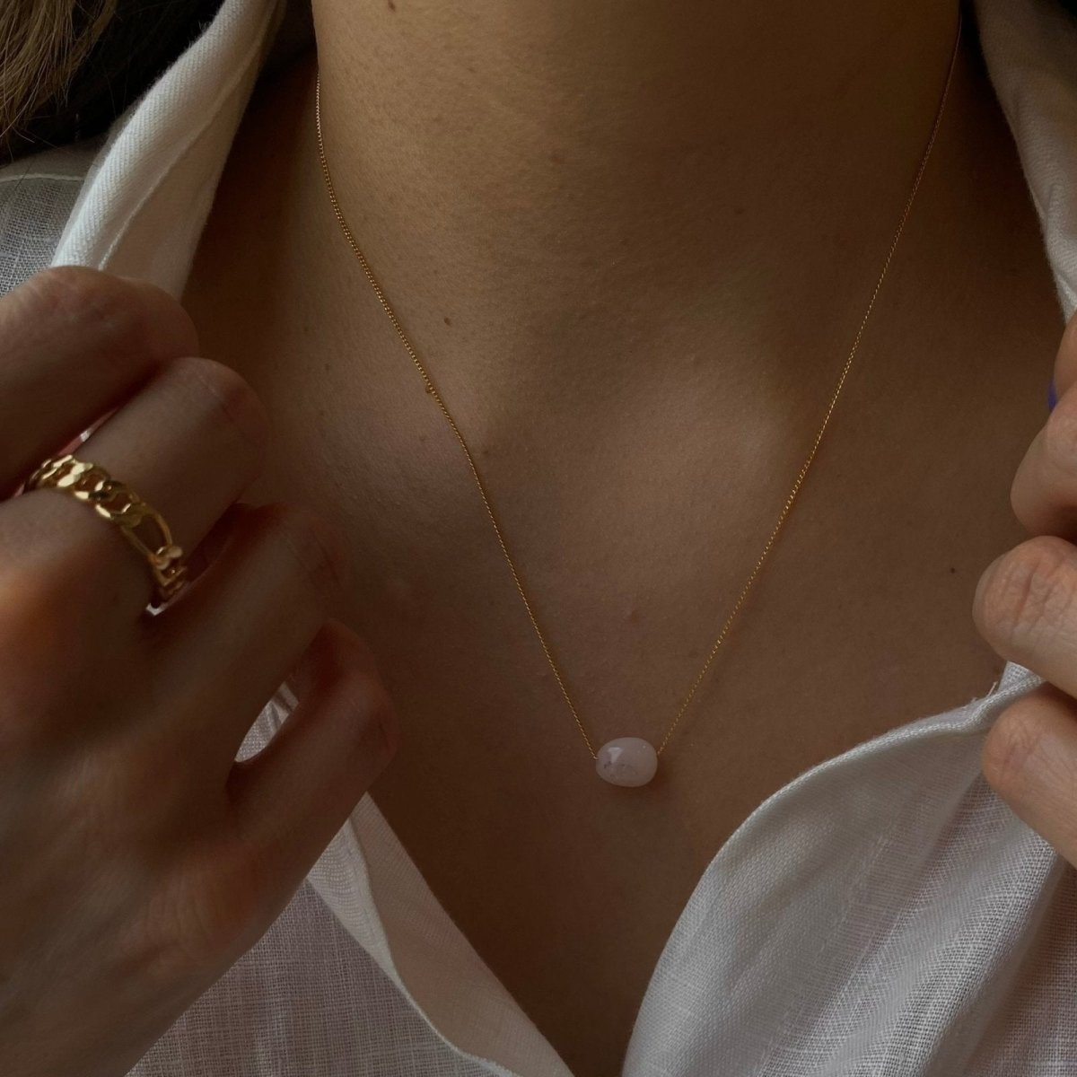 PINK QUARTZ GRATITUDE NECKLACE - COLLARES - Malandra Jewelry - TC1003