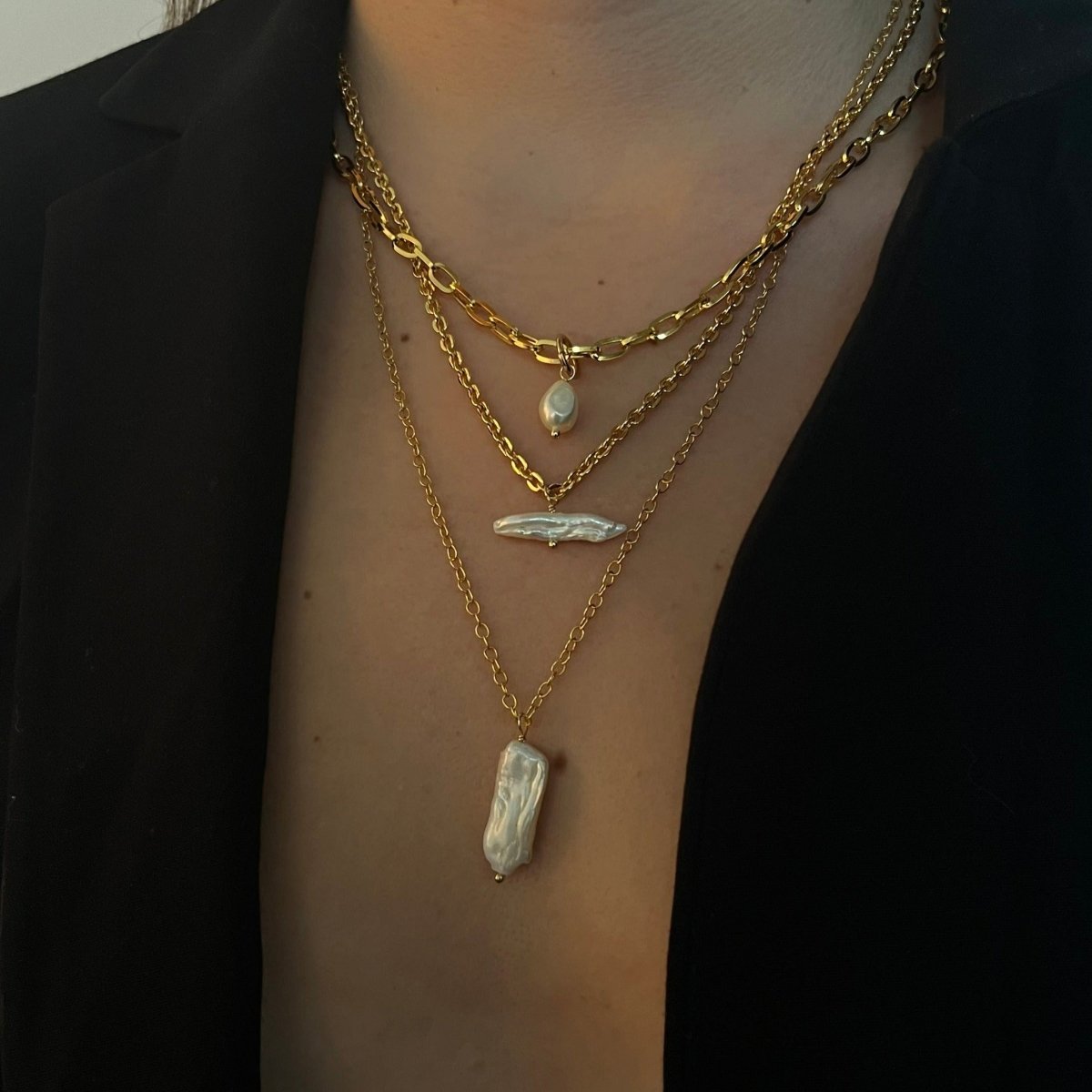 ROLO CHAIN BOHO PEARL NECKLACE - COLLARES - Malandra Jewelry - TC1078