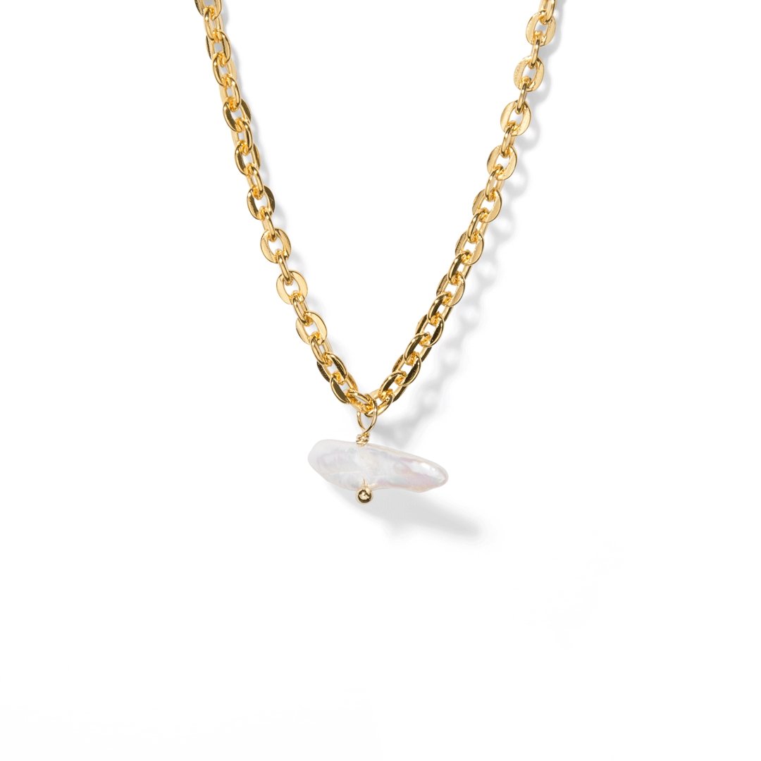 ROLO CHAIN BOHO PEARL NECKLACE - COLLARES - Malandra Jewelry - TC1078