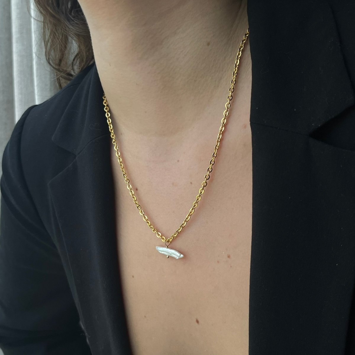 ROLO CHAIN BOHO PEARL NECKLACE - COLLARES - Malandra Jewelry - TC1078