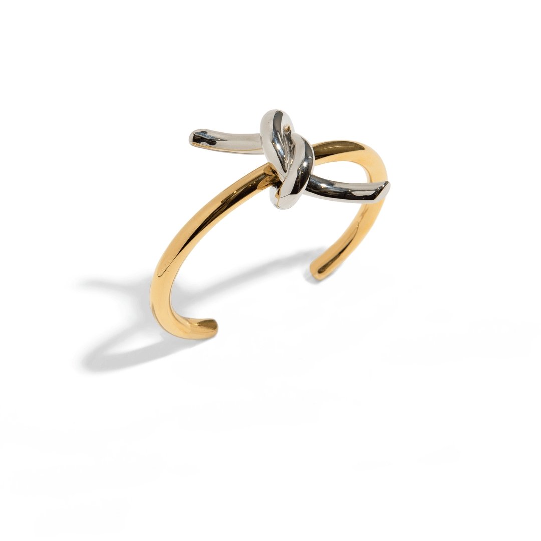 SILVER KNOT GOLDEN CUFF - BRAZALETES - Malandra Jewelry - EVFP8
