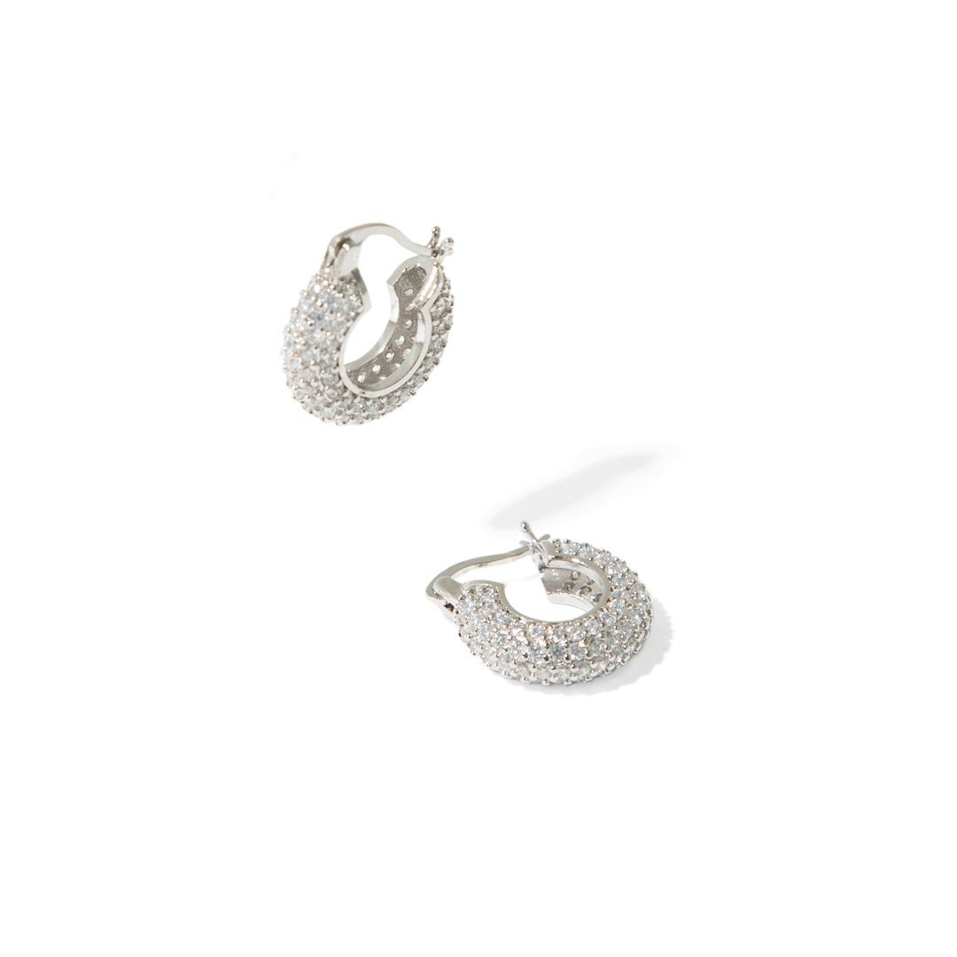 SPARK CHUNKY SILVER HOOPS - ARETES - Malandra Jewelry - EA6058.P