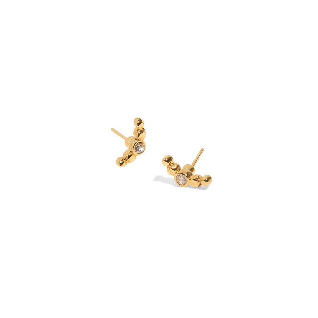 SPARK CROISSANT STUDS - ARETES - Malandra Jewelry -