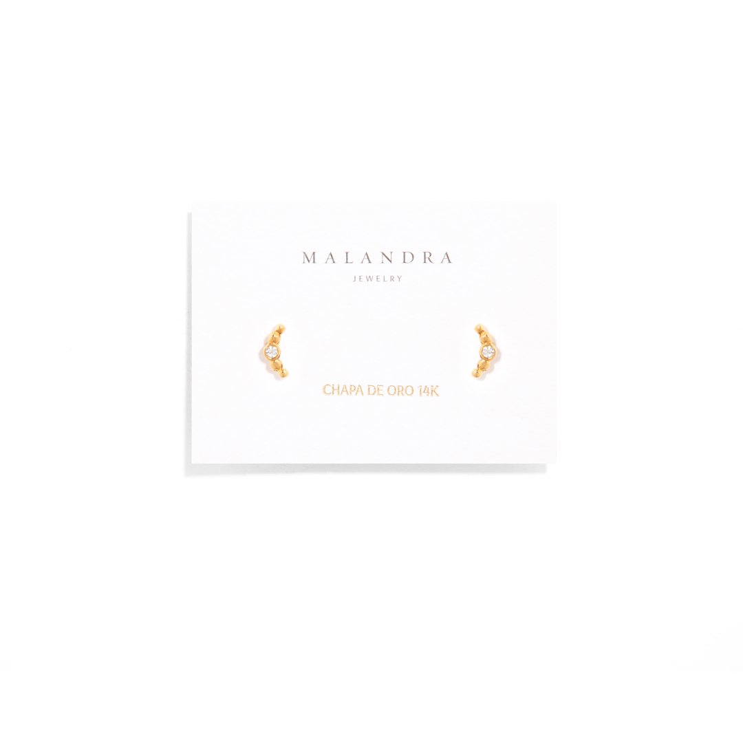 SPARK CROISSANT STUDS - ARETES - Malandra Jewelry -