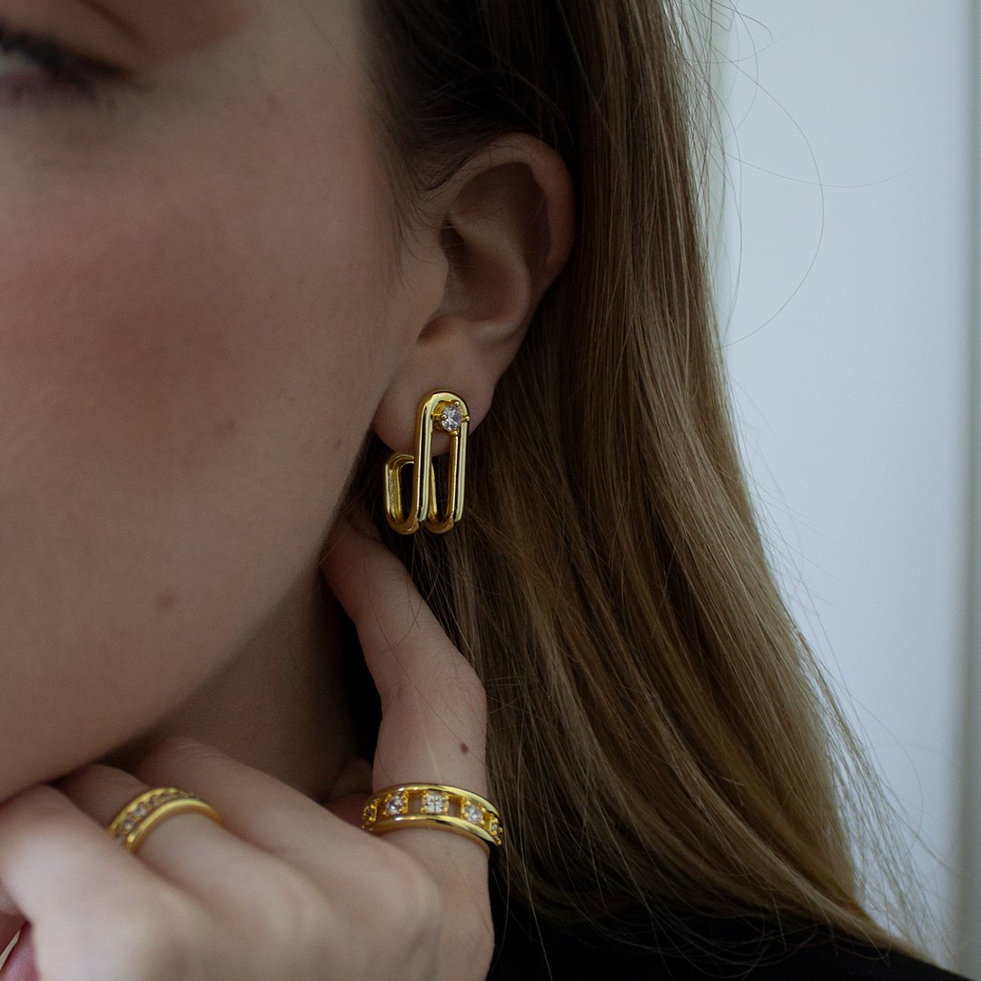 THE LINK CURVE EARRINGS - ARETES - Malandra Jewelry - ICA435