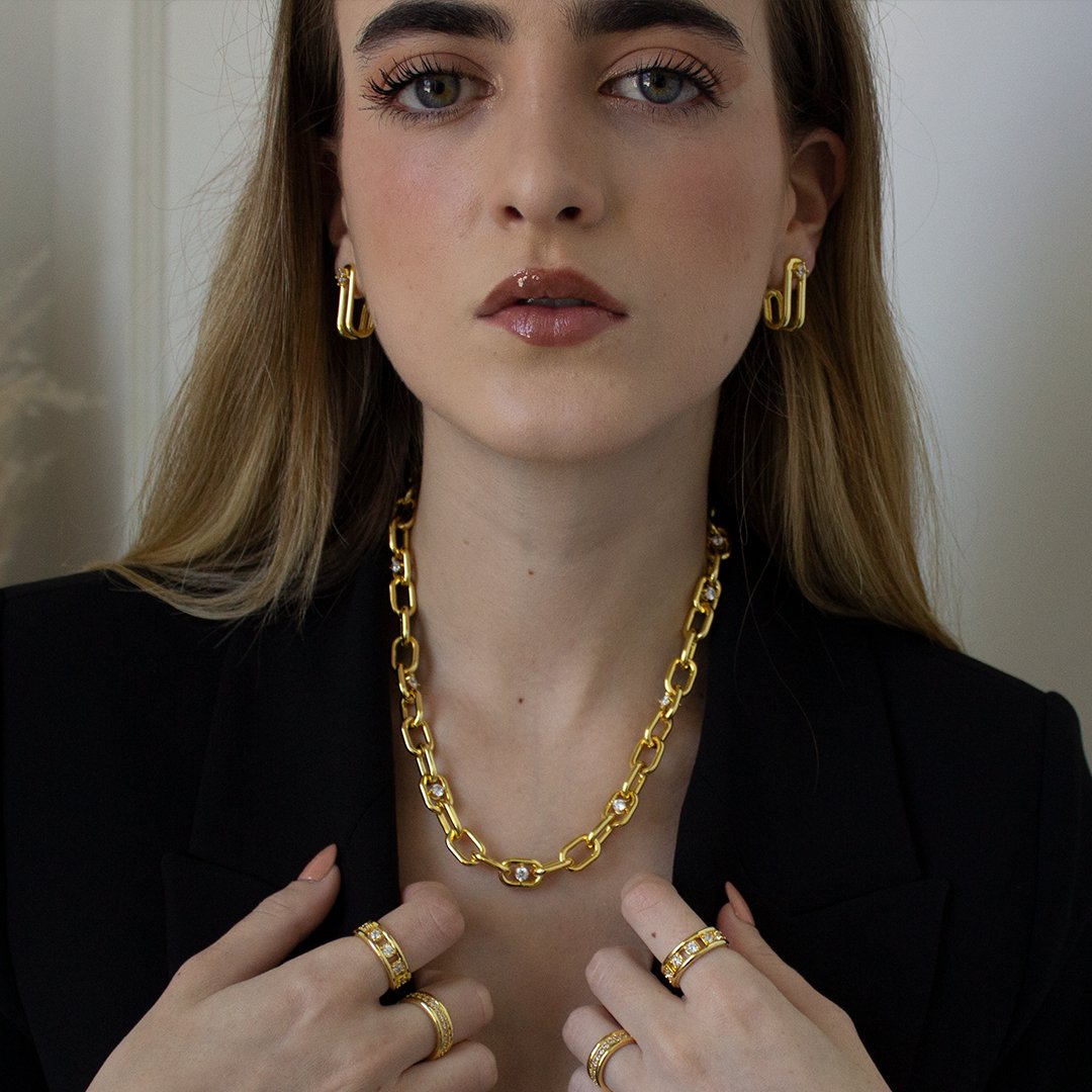 THE LINK CURVE EARRINGS - ARETES - Malandra Jewelry - ICA435