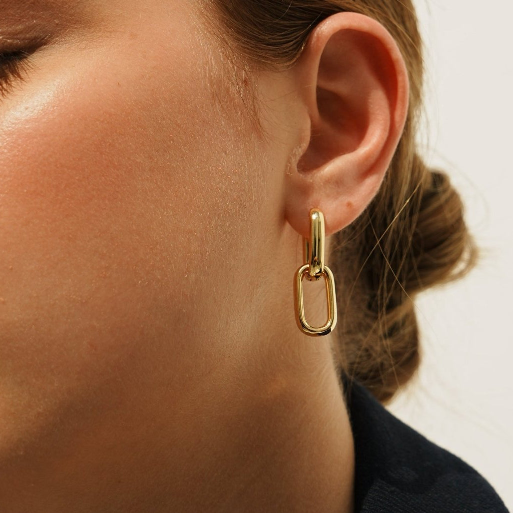 THE LINK DUAL HUGGIES - ARETES - Malandra Jewelry - ICA410