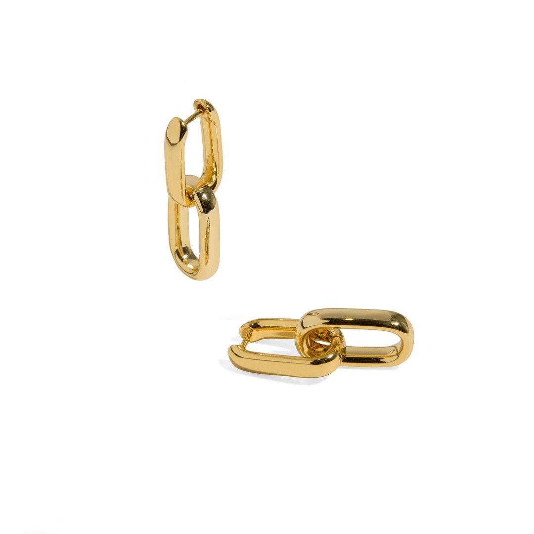 THE LINK DUAL HUGGIES - ARETES - Malandra Jewelry - ICA410
