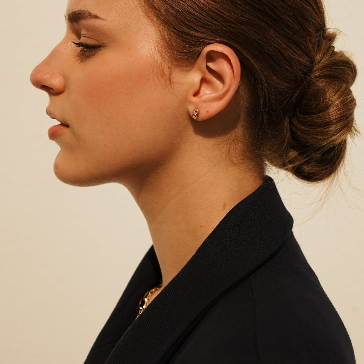 THE LINK SMALL STUDS - ARETES - Malandra Jewelry - ICA408