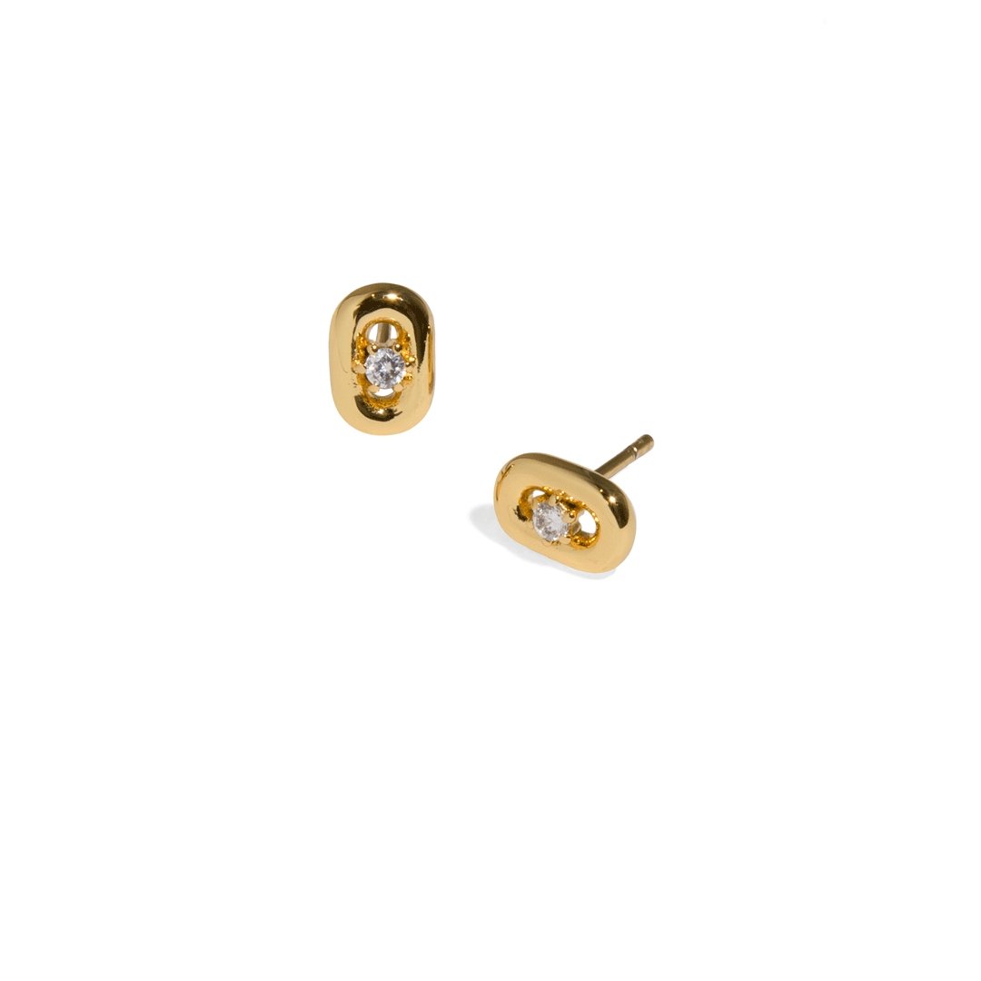 THE LINK SMALL STUDS - ARETES - Malandra Jewelry - ICA408