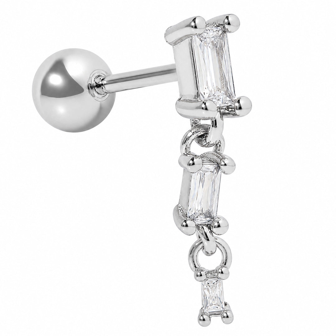 BAGUETTE DROP SILVER PIERCING