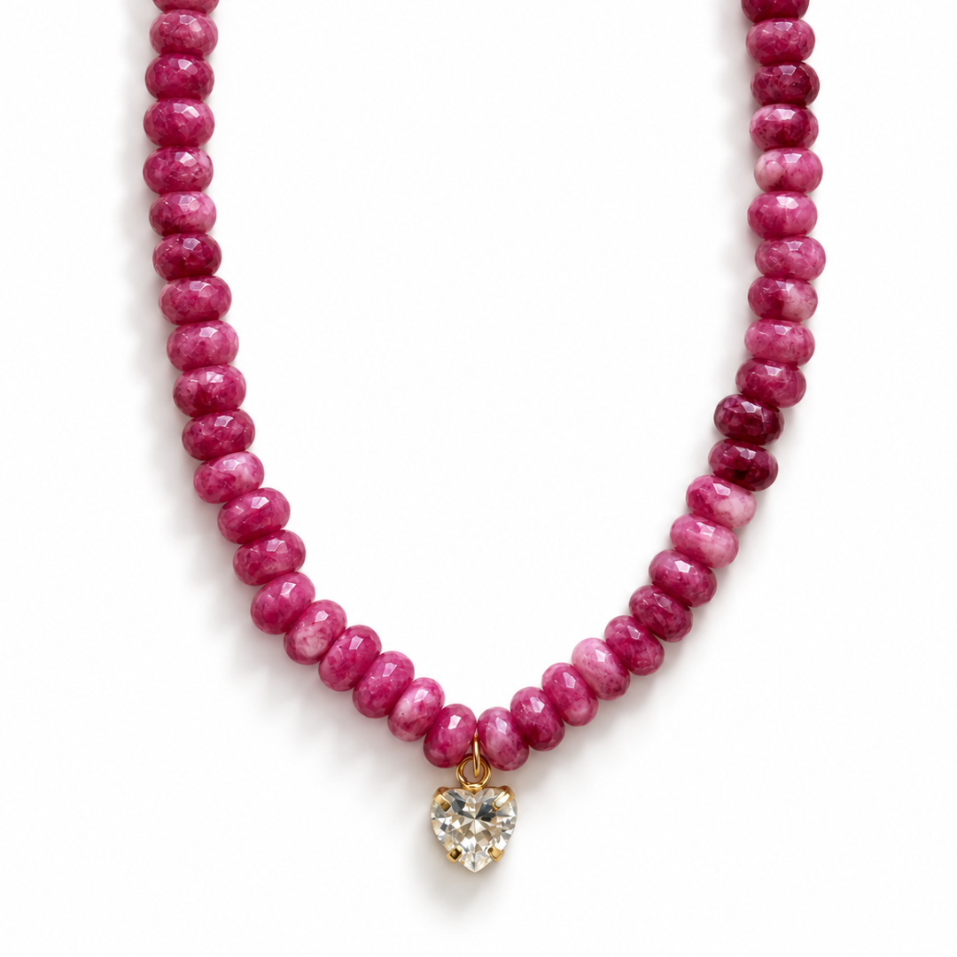 Berry Heart Jasper Gaia Necklace