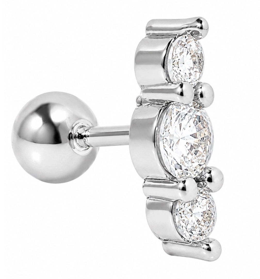 CRYSTAL SMALL SILVER PIERCING