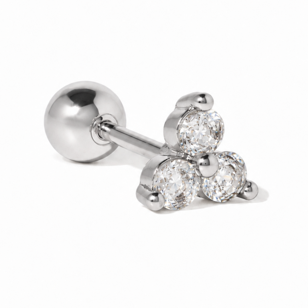 Crystal Trio Silver Piercing