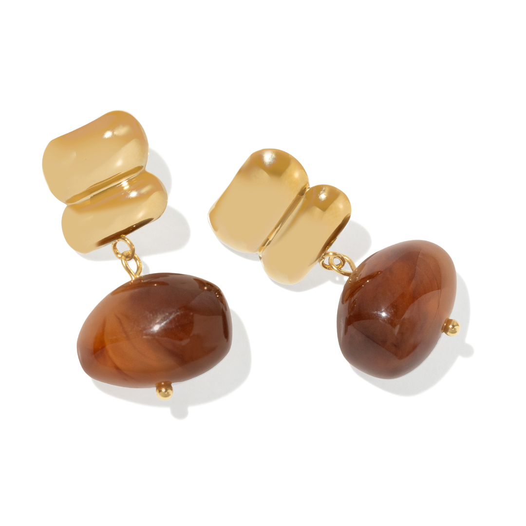 Gold Caramel Drop Earrings