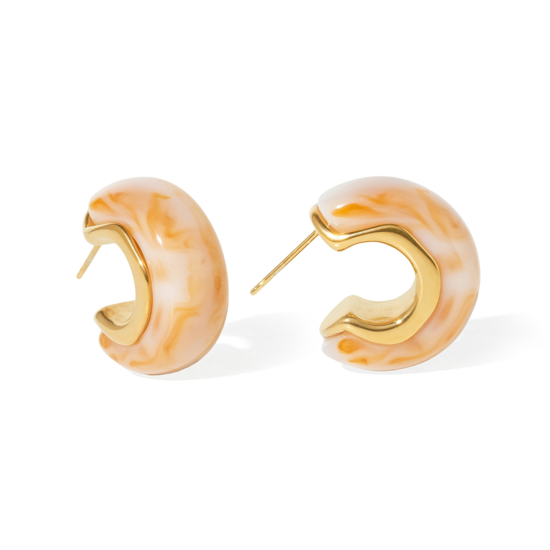 Gold Cream Dome Hoops