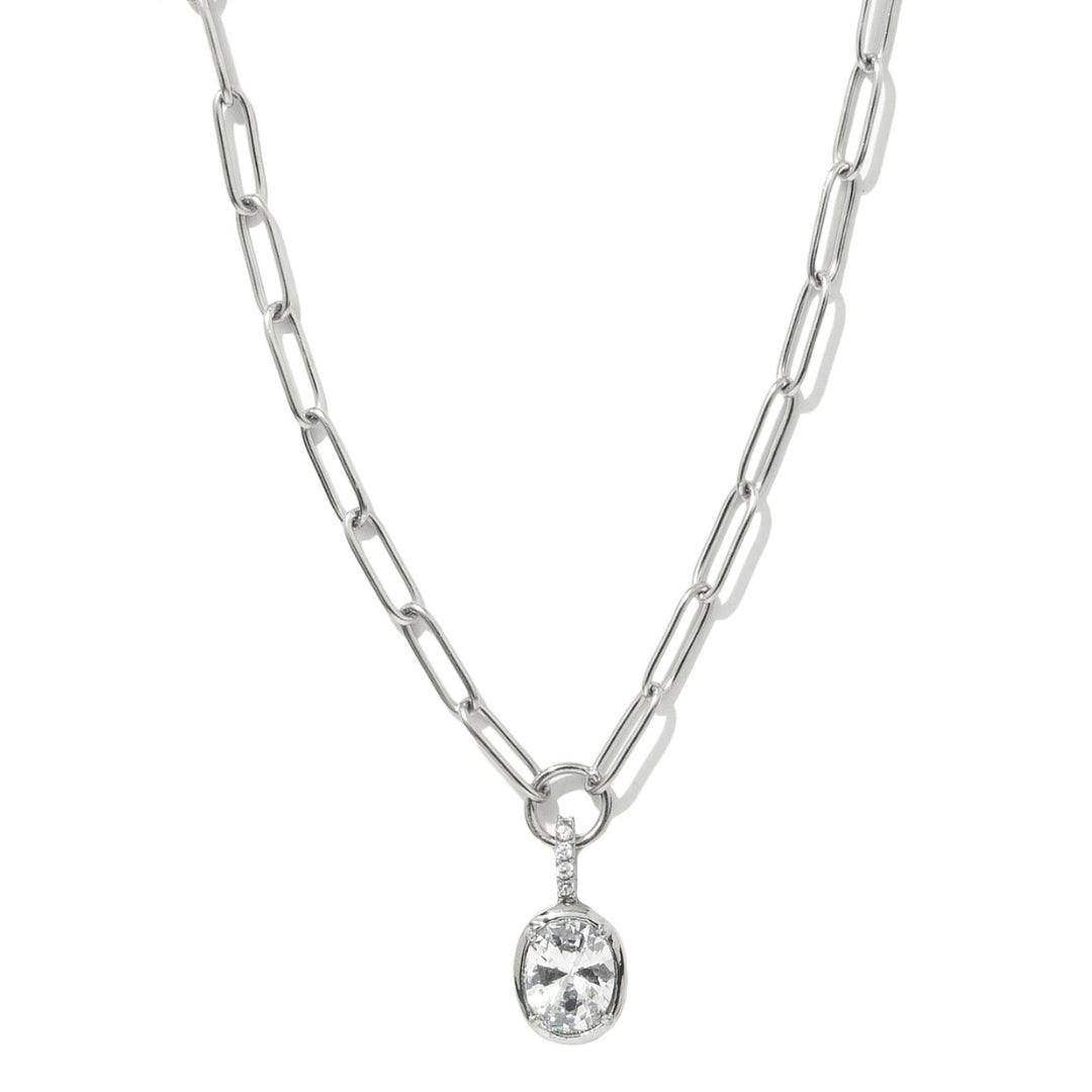 CRYSTAL LINK SILVER NECKLACE