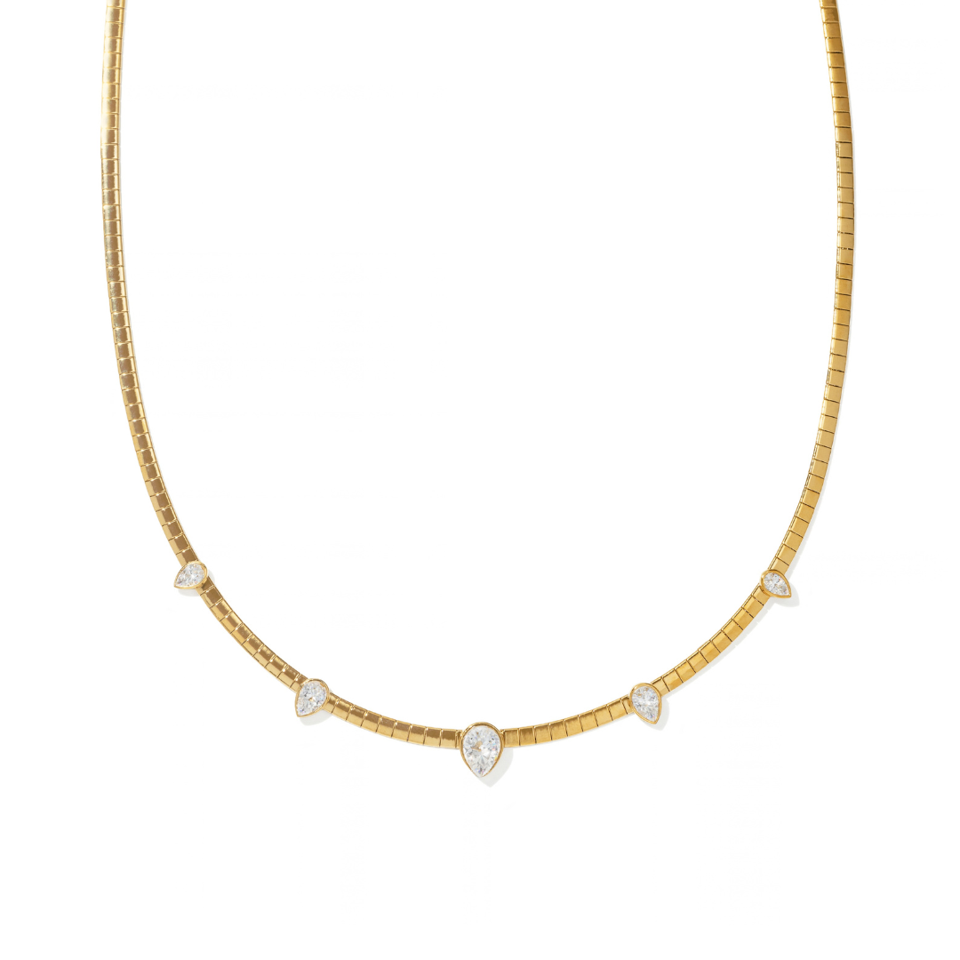 Gold Pear Crystal Choker