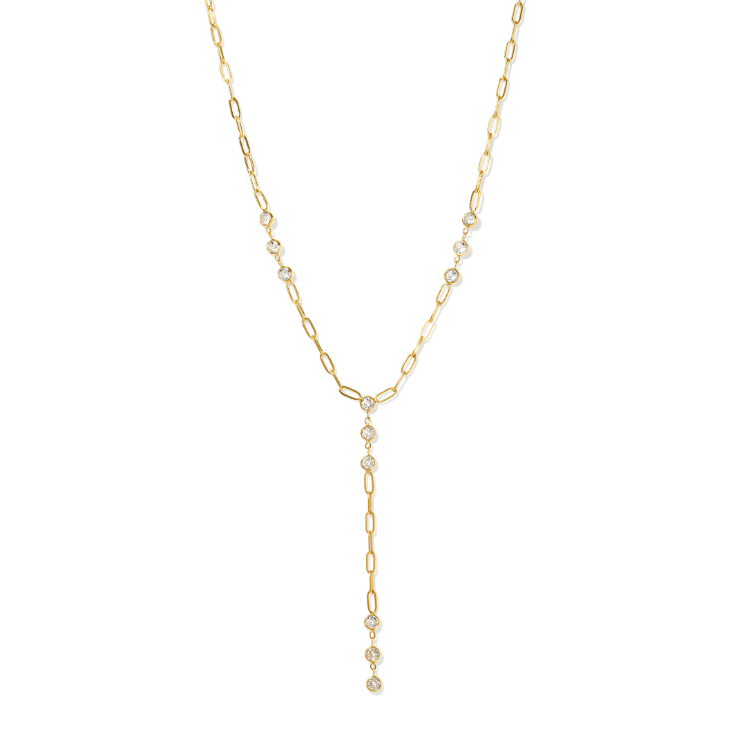 Gold Sparkle Lariat Necklace