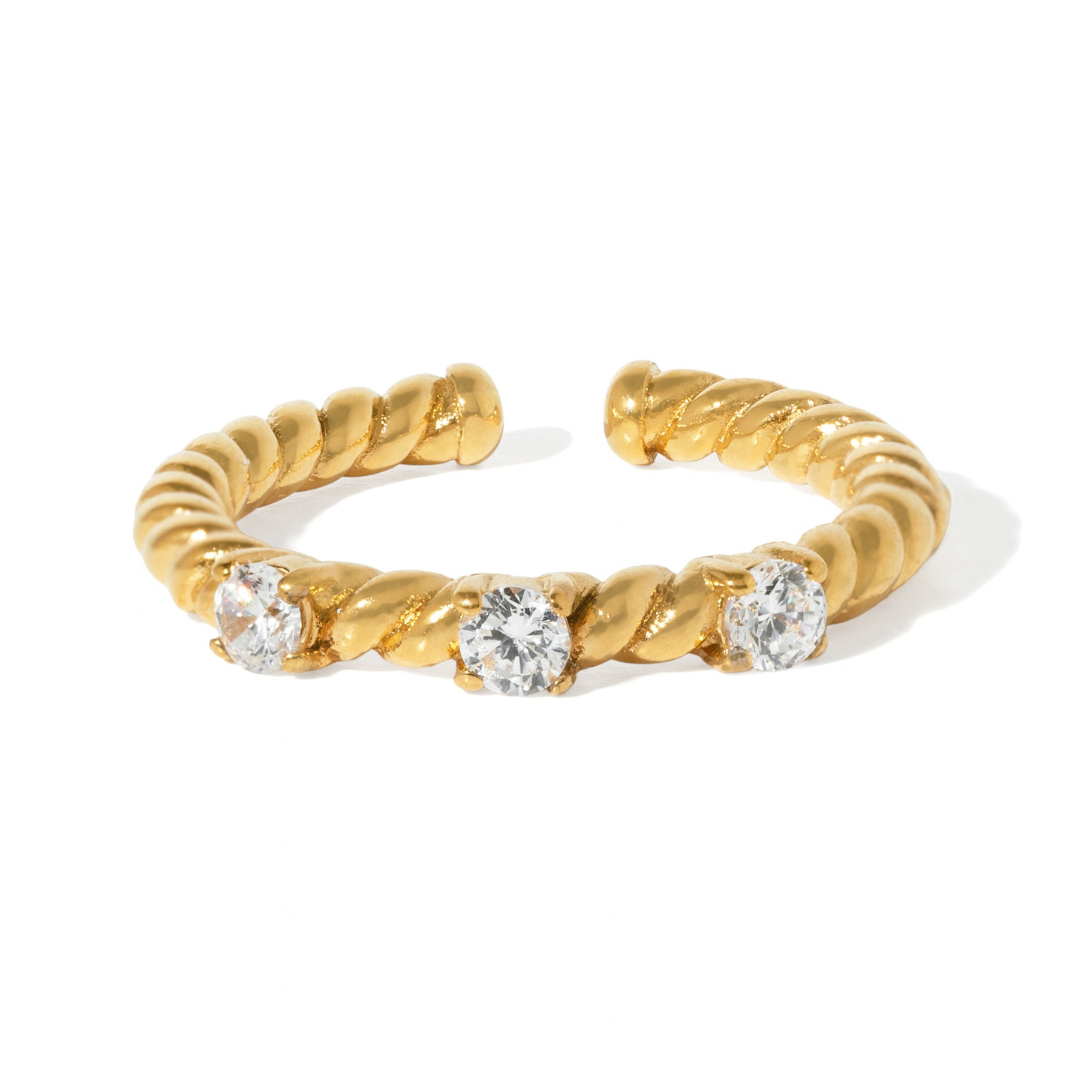Gold Twist Crystal Ring