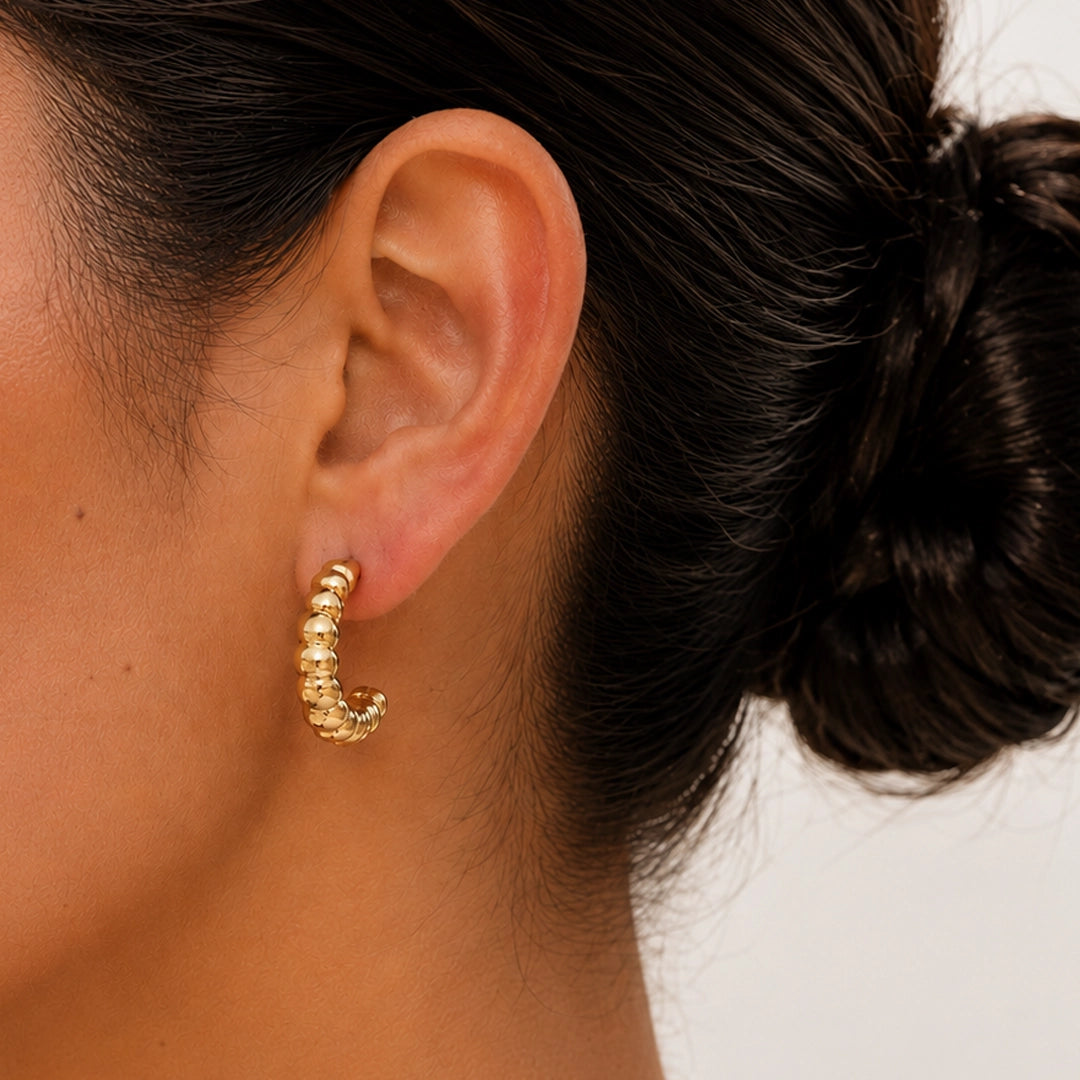 GILDED SHIMMER BEADED HOOPS