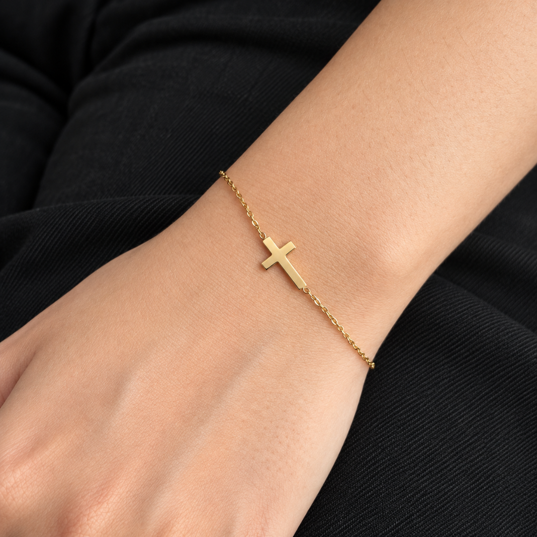 Gold Faith Cross Bracelet
