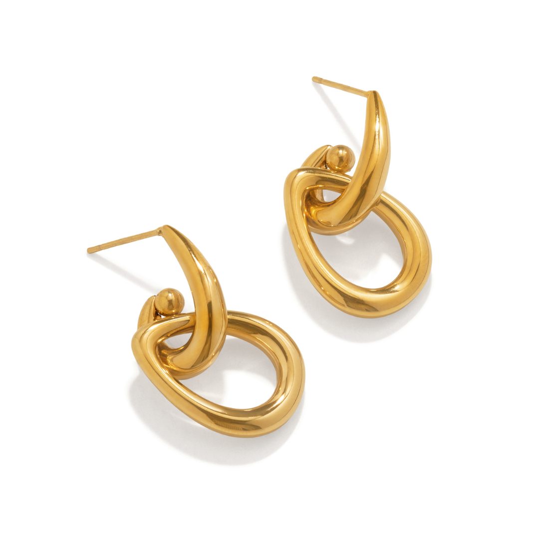 Gold Linked Loop Earrings