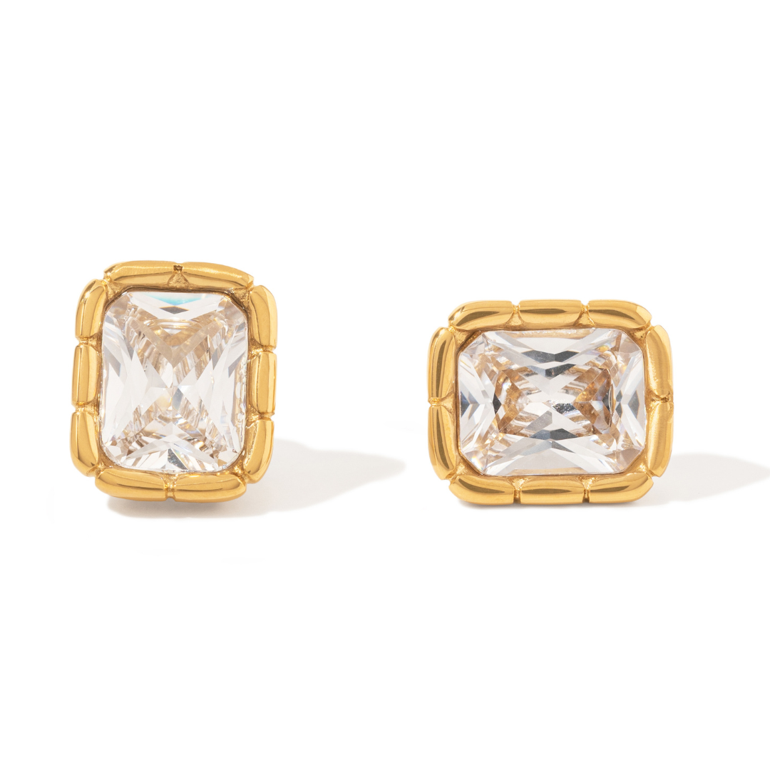 Gold Luxe Rectangle Studs