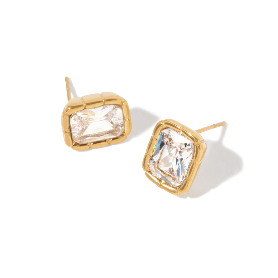 Gold Luxe Rectangle Studs