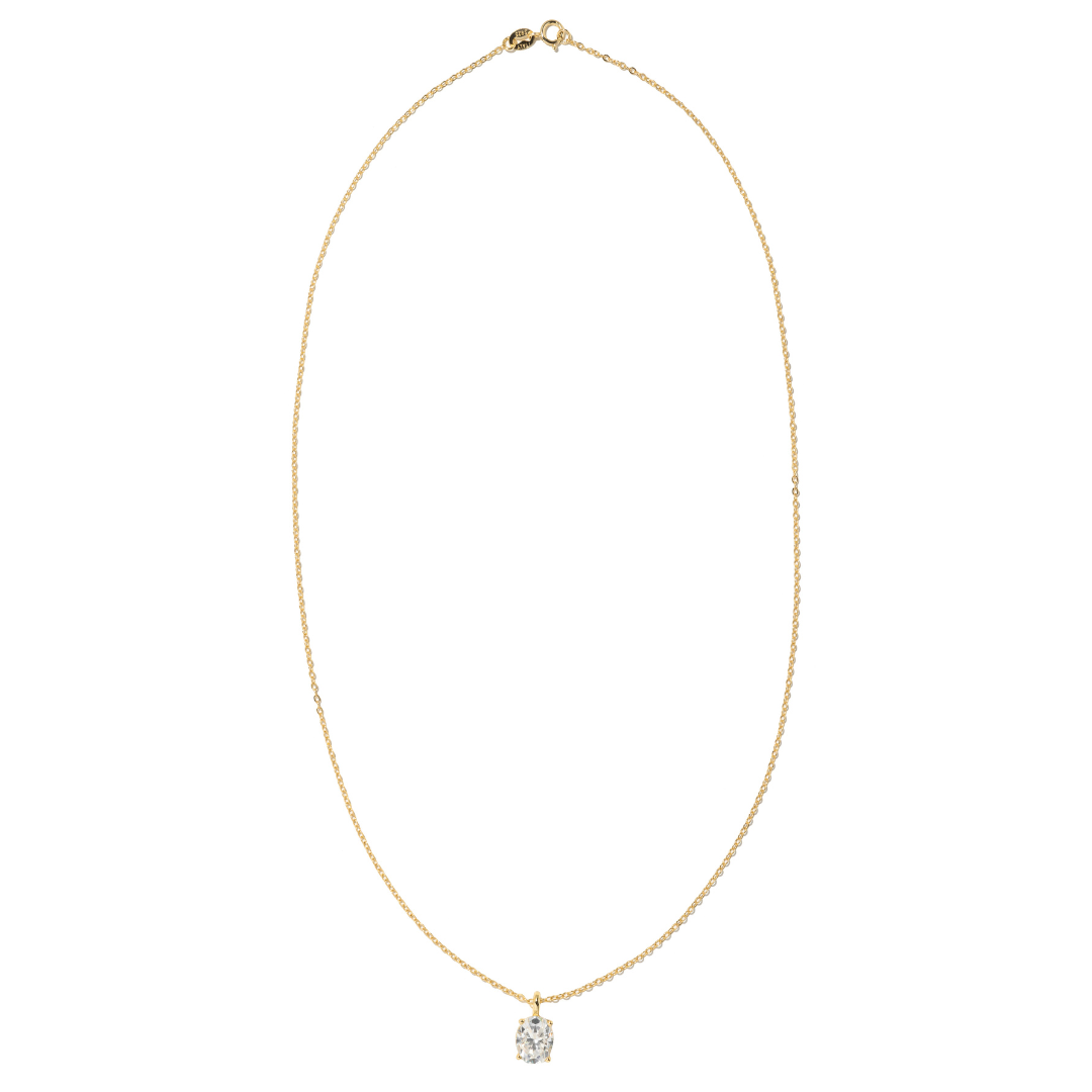 Gold Moissanite Oval Necklace