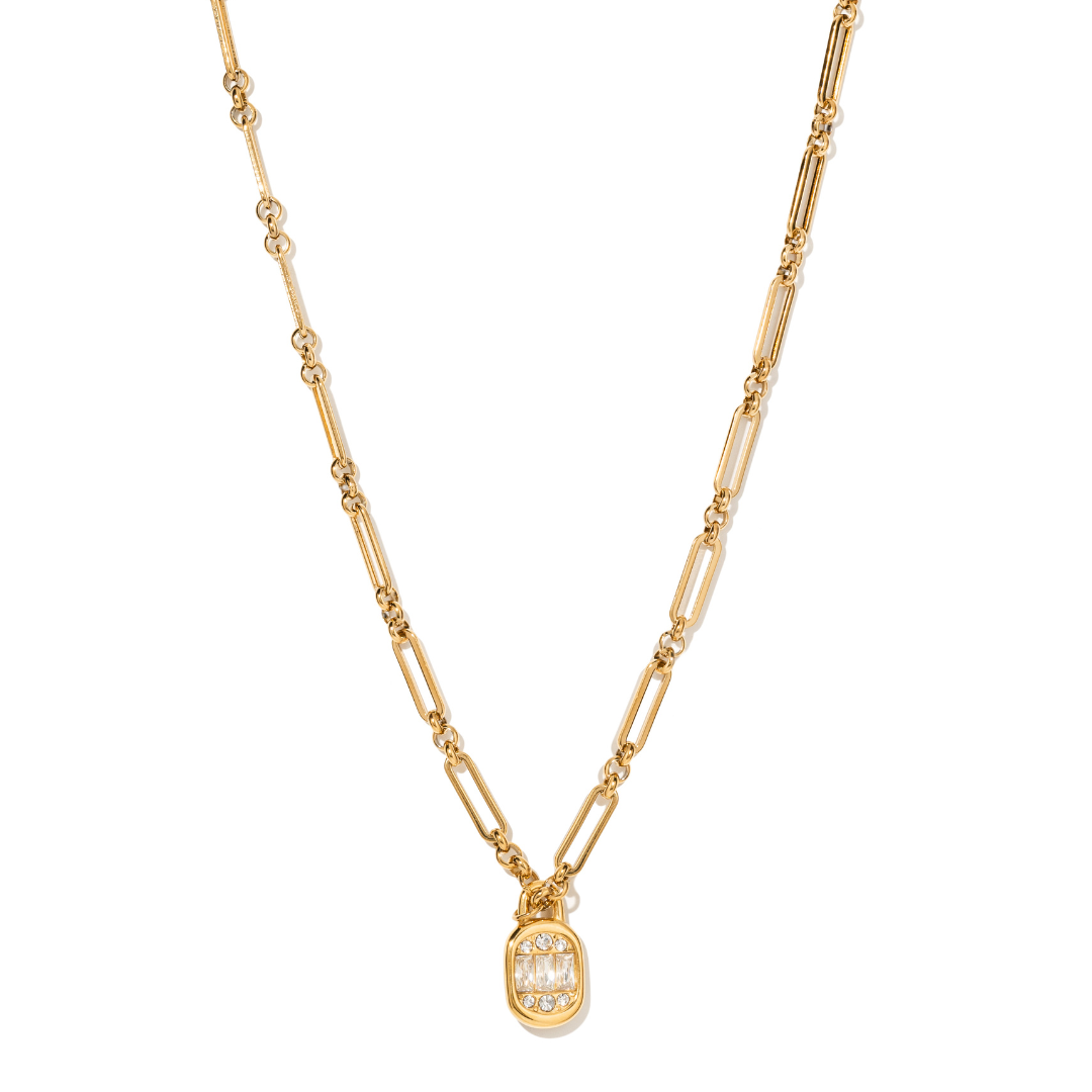 Gold Radiant Lock Necklace