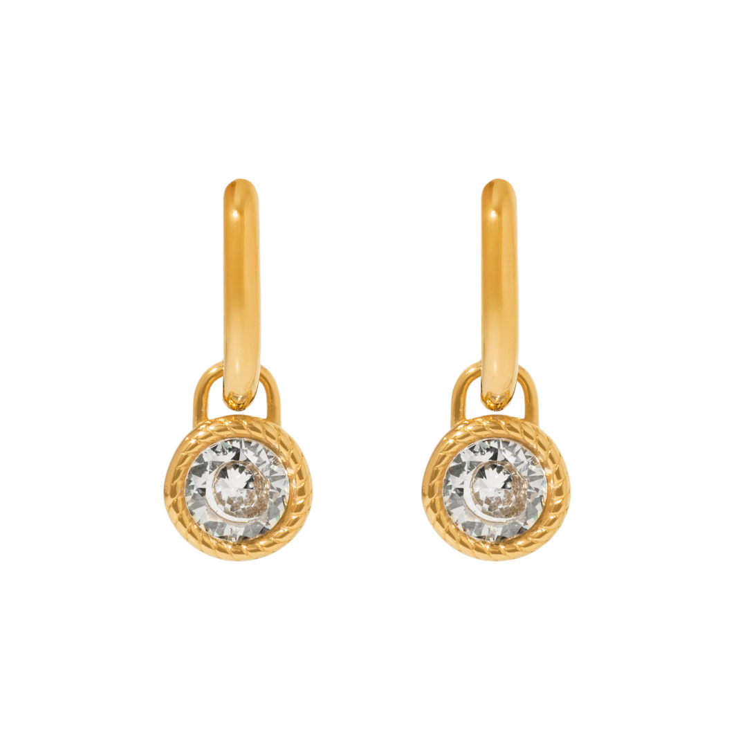 Gold Rope Crystal Hoops