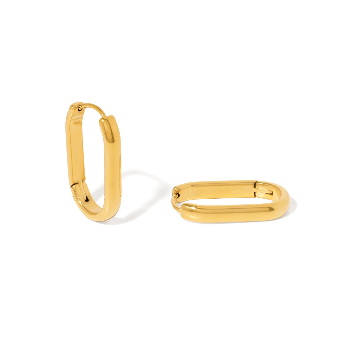 Gold Thin Elongated Hoops