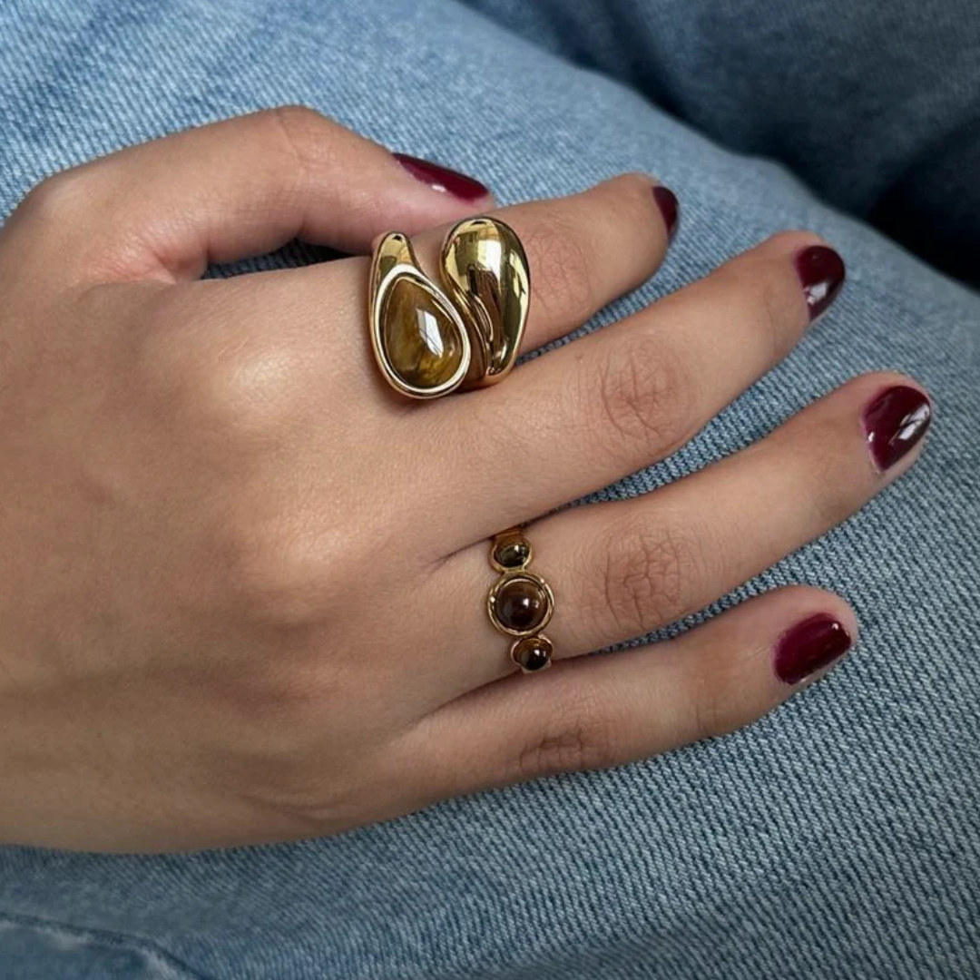 Gold Toffee Stone Ring