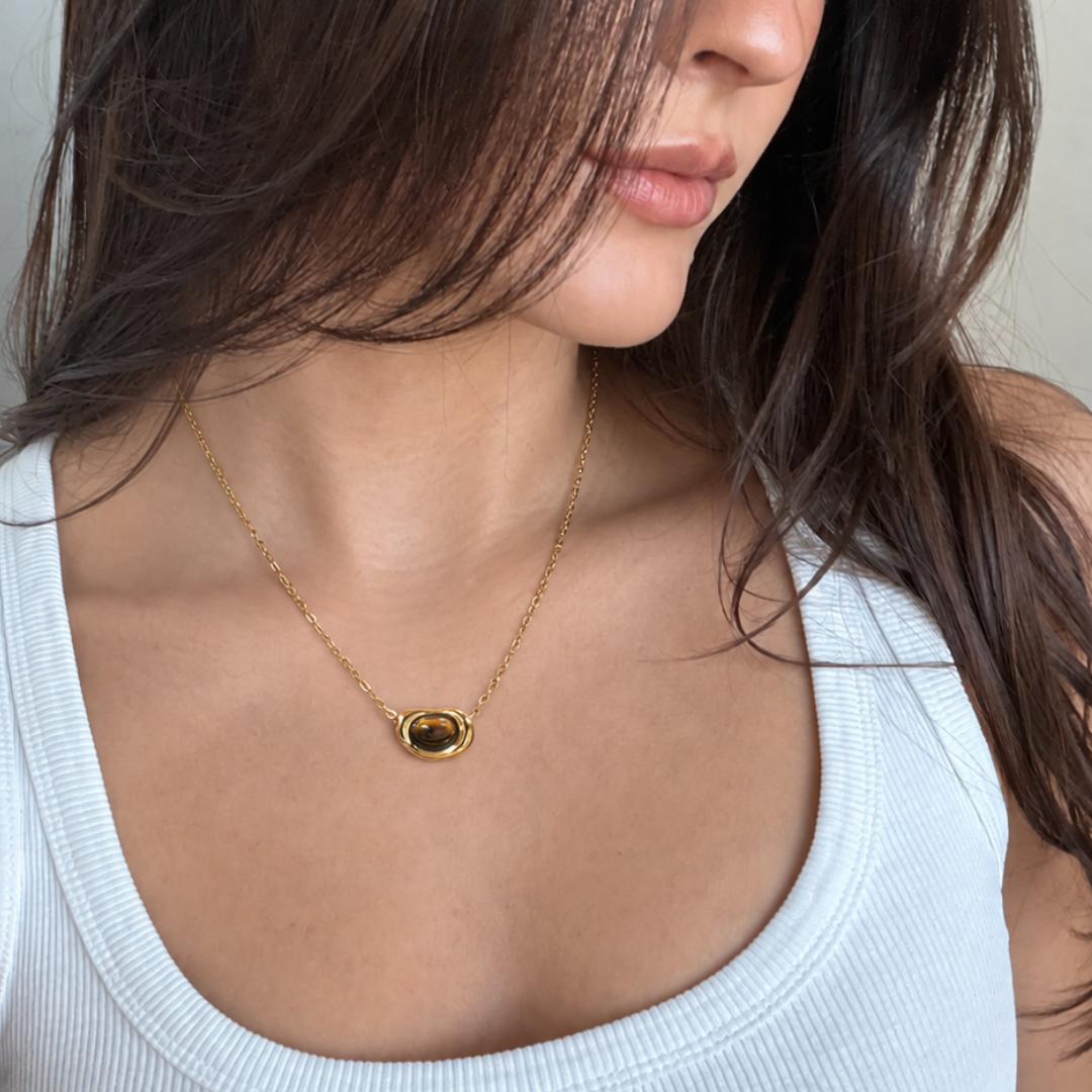 Gold Cognac Inlay Necklace