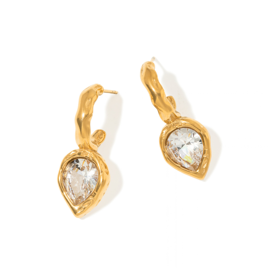 Golden Dewdrop Hoops