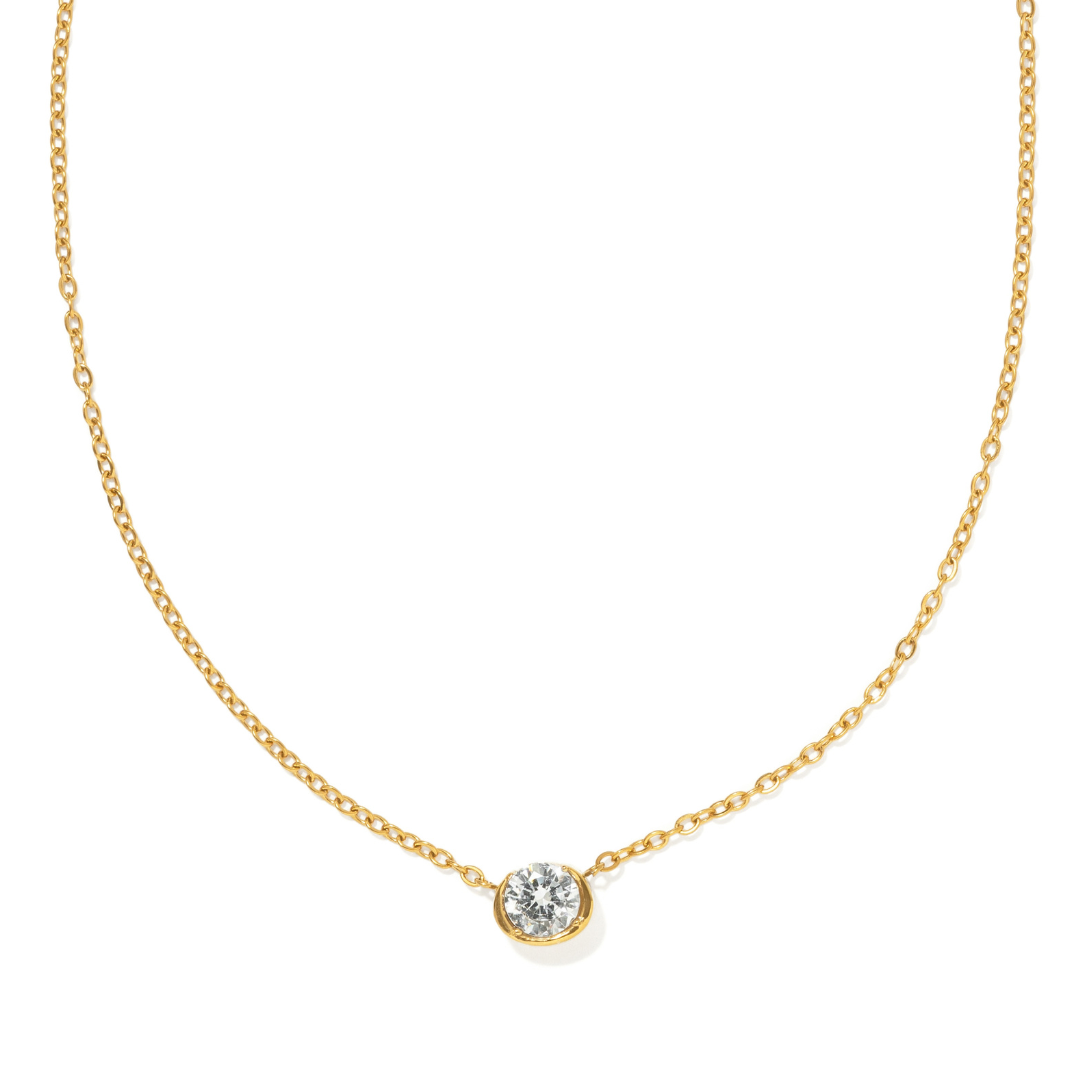 Golden Halo Bezel Necklace