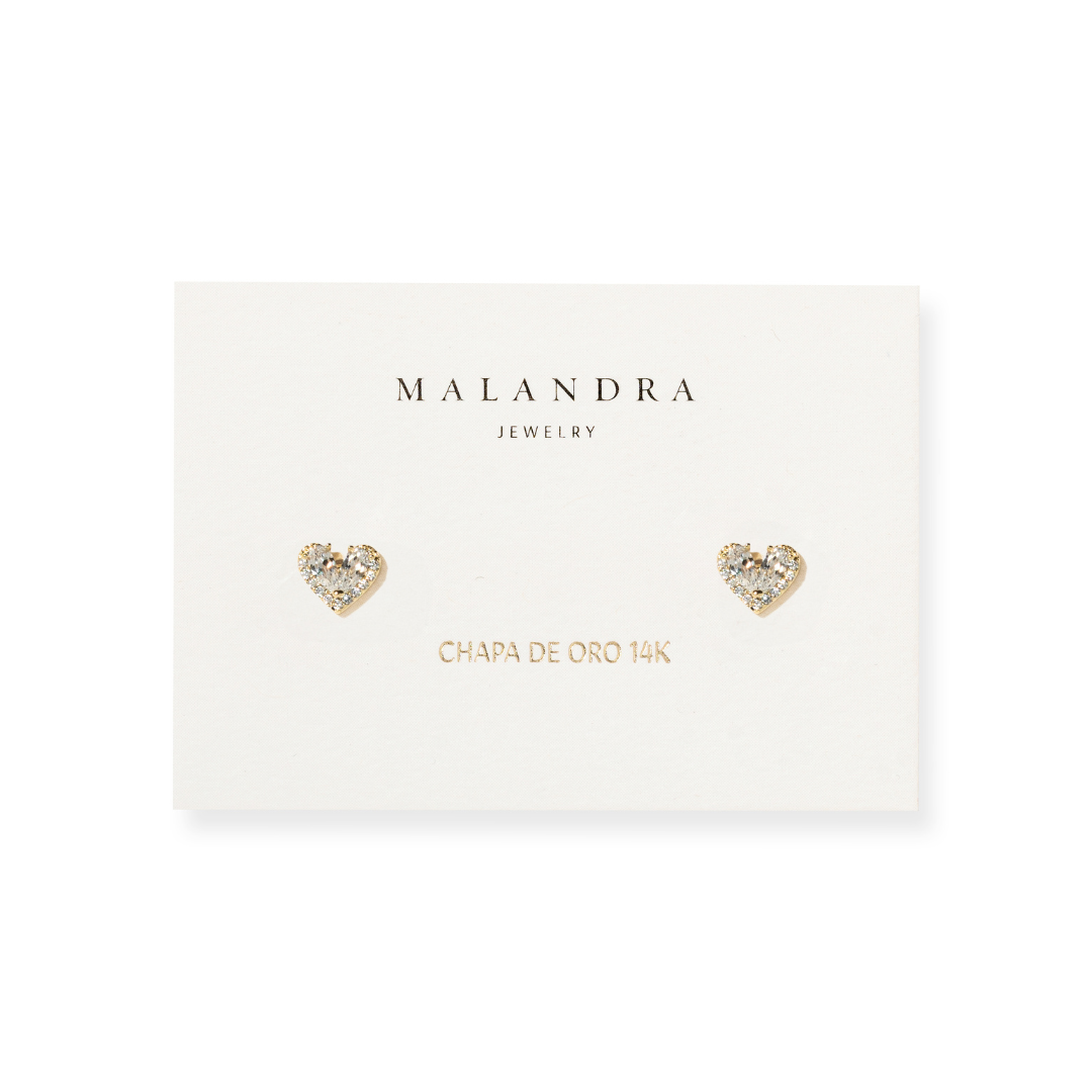 Golden Pavé Heart Studs